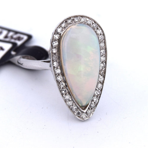 Bague 53 Opale ajourée Art Déco 58 Facettes