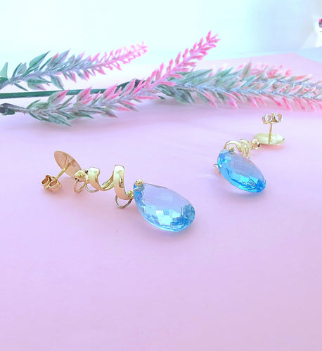 Boucles d'oreilles Boucles d'oreilles Pendantes Topazes bleues 58 Facettes AA 1640