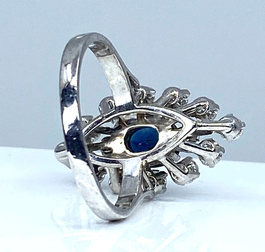 Bague 56 Bague marquise saphir et diamants 58 Facettes AB150