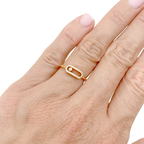 Bague 48 Bague Messika, "Move Uno Pavé", or rose et diamants. 58 Facettes 34744