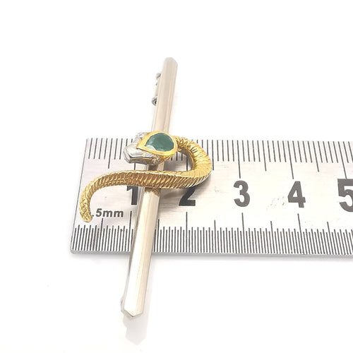 Broche Broche Or jaune et blanc Emeraude et Diamants 58 Facettes