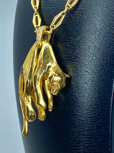 Collier Cartier - Collier « C de Cartier » et pendentif panthère de Cartier, or jaune et diamants 58 Facettes AB435
