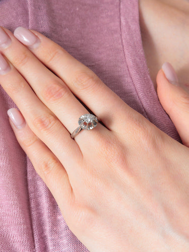 Bague 53 Solitaire Rétro Or Blanc Diamant 58 Facettes