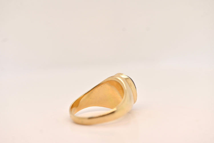 Bague 58 Chevalière or jaune grenat 58 Facettes