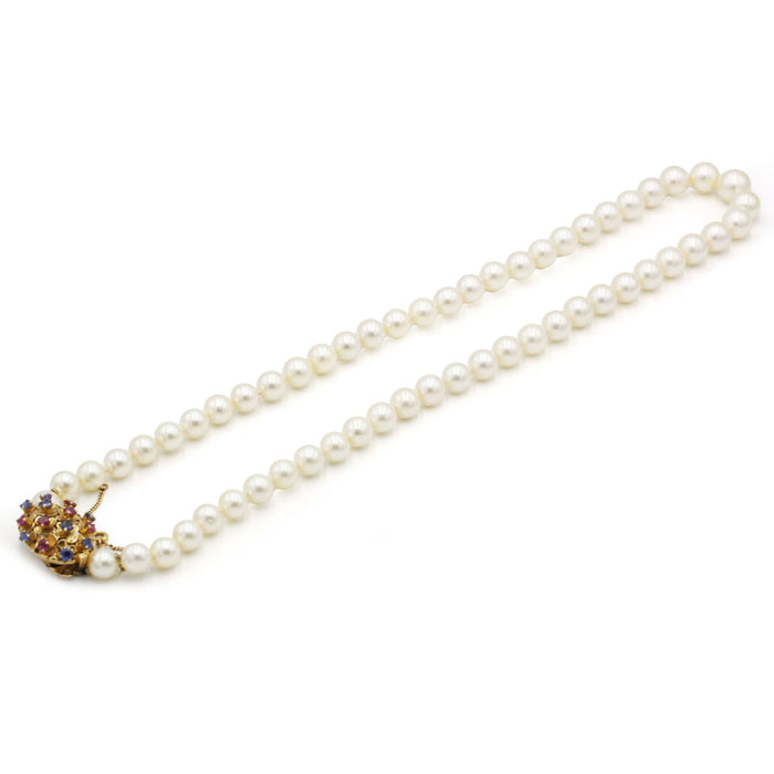 Collier Collier or perles & saphirs 58 Facettes 240354R