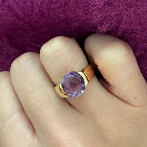 Anello oro giallo con ametista 58 Facettes 28153