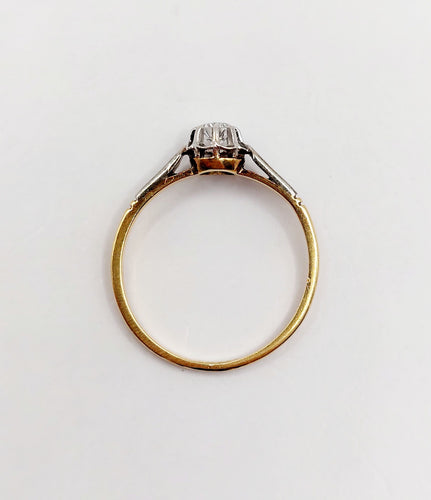 Bague solitaire art deco or 18k diamant de 0,15 carats 58 Facettes A05975