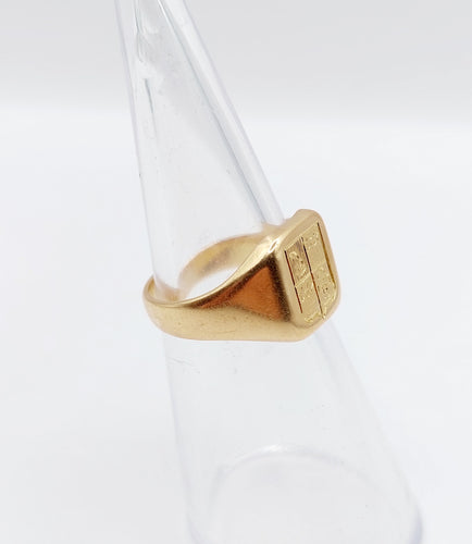 Bague 48 Chevalière antique en or armoiries française 58 Facettes A03321