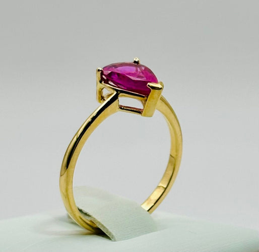 Bague 54 Bague en or jaune avec rubellite taillée en poire 58 Facettes 50318