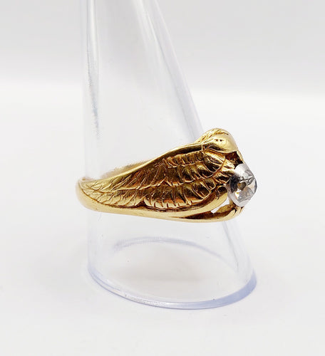 Bague 62.5 Bague chevalière chimère en or 18k et platine avec diamant taille ancienne 58 Facettes A06450