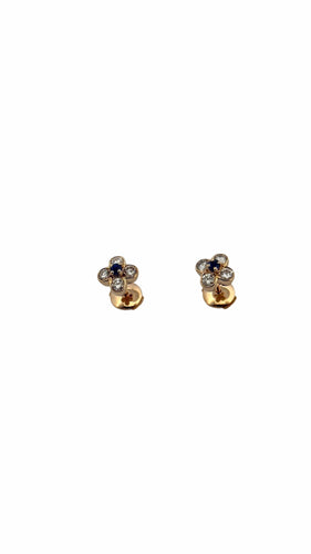 Boucles d'oreilles Boucles d’oreilles trèfles en or jaune diamants et saphirs 58 Facettes