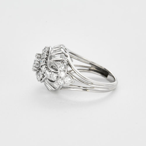 Bague 57 Bague dôme or blanc et diamants 58 Facettes LJ19