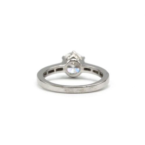 Bague 54 Solitaire accompagné - Or blanc et Diamant 1,27 cts 58 Facettes 250343R-120398R