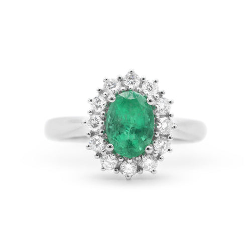 Bague Bague en or blanc avec une émeraude colombienne de 1,08 ct et des diamants 58 Facettes 9637