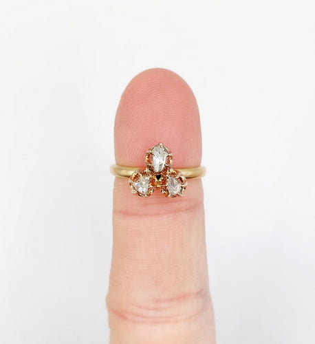 Bague 52 Bague victorienne or rose trèfle et diamants en serti illusion 58 Facettes A02570