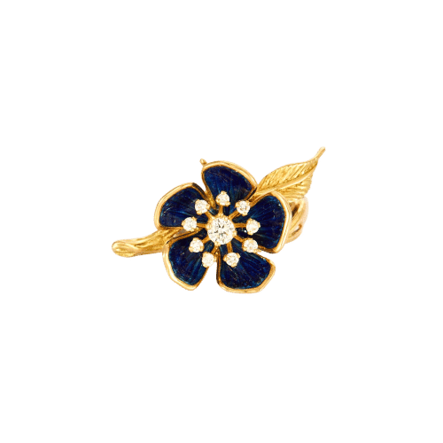 Bague 53 Bague fleur émail diamants 58 Facettes