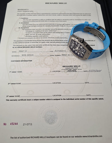 Montre Richard Mille RM67-01 Titane 58 Facettes RM67-01