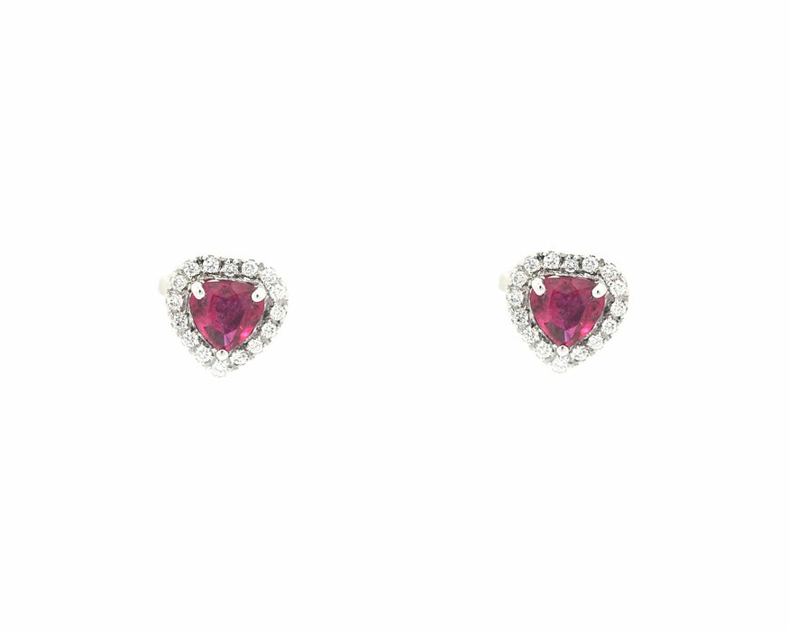 Boucles d'oreilles Boucles d'oreilles avec coeur rubis et diamants 58 Facettes