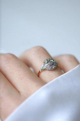 Bague Bague Art Déco Dôme Diamants Deux Ors 58 Facettes
