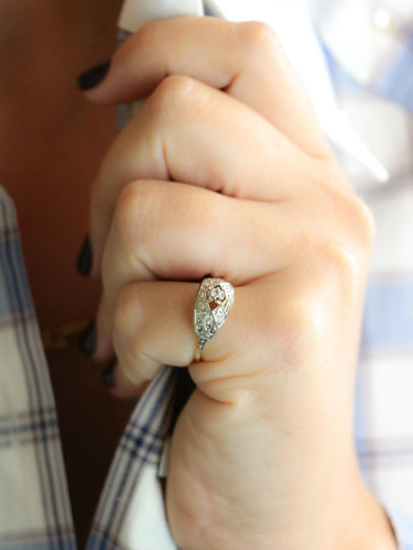 戒指 Art Deco 黄金钻石 