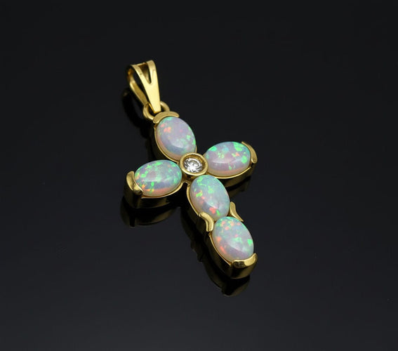 Croce Moderna con Opali Arlecchino 58 Facettes