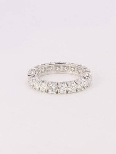 Bague 56 Alliance or blanc diamants ronds 3 ct 58 Facettes J531