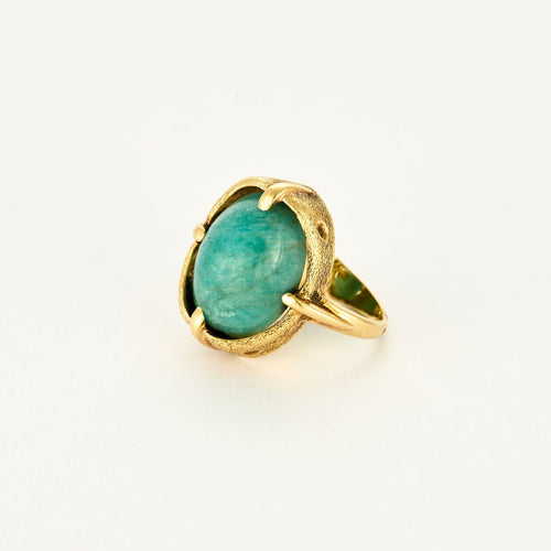 Bague 47 Bague moderniste en or jaune et amazonite 58 Facettes CAN11091