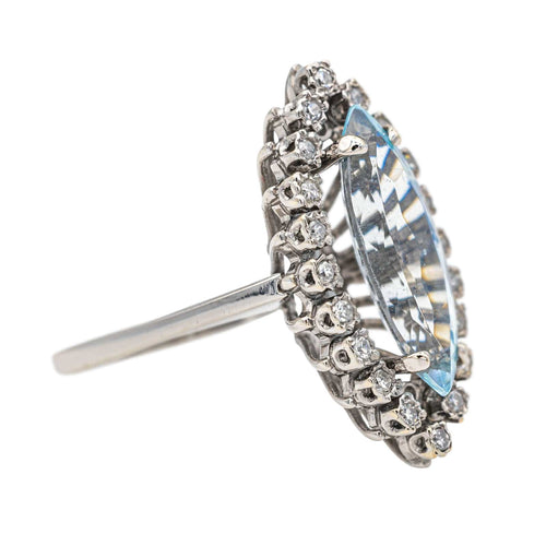 Bague 53 Bague Marquise Or blanc Aigue marine, Diamant 58 Facettes 2905284CN