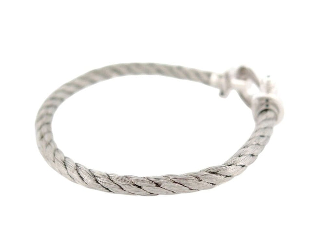 Bracelet bracelet FRED force 10 mm manille or blanc 18k cable acier t16 18cm 58 Facettes 267890