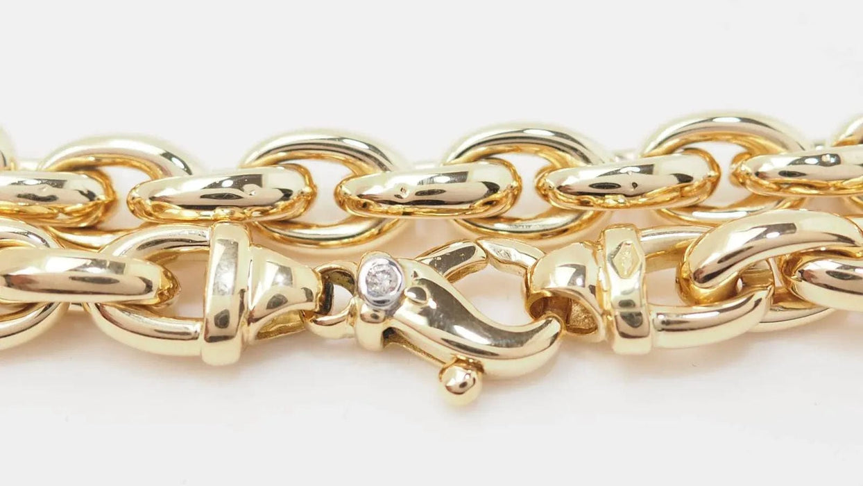 Bracelet Bracelet souple maille forçat ovale en or jaune et diamants 58 Facettes 32882