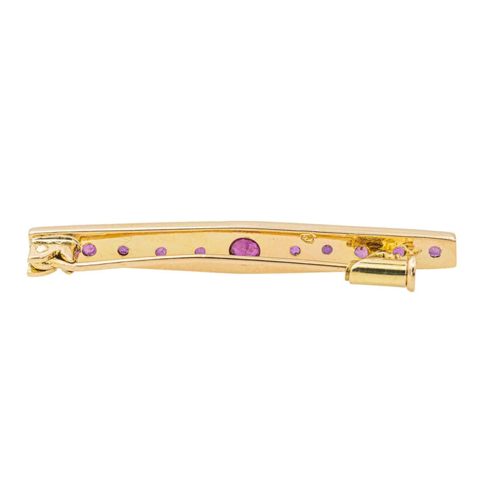 Yellow Gold Ruby Pin Brooch