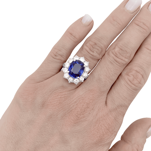 Bague 52 Bague "Pompadour" or blanc, diamants, saphir. 58 Facettes 34460