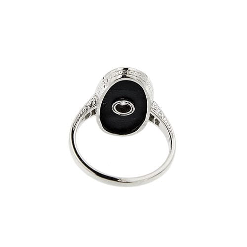 Bague Art Déco avec onyx et diamants
