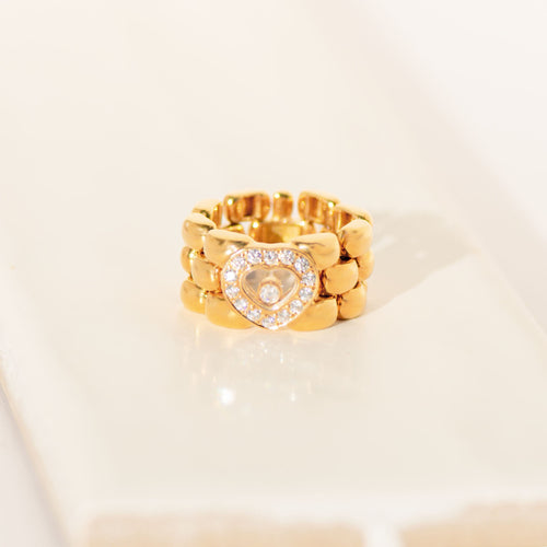 Bague 53 Chopard - Bague Happy Diamonds flexible en or jaune 18 carats et diamants 58 Facettes 3286