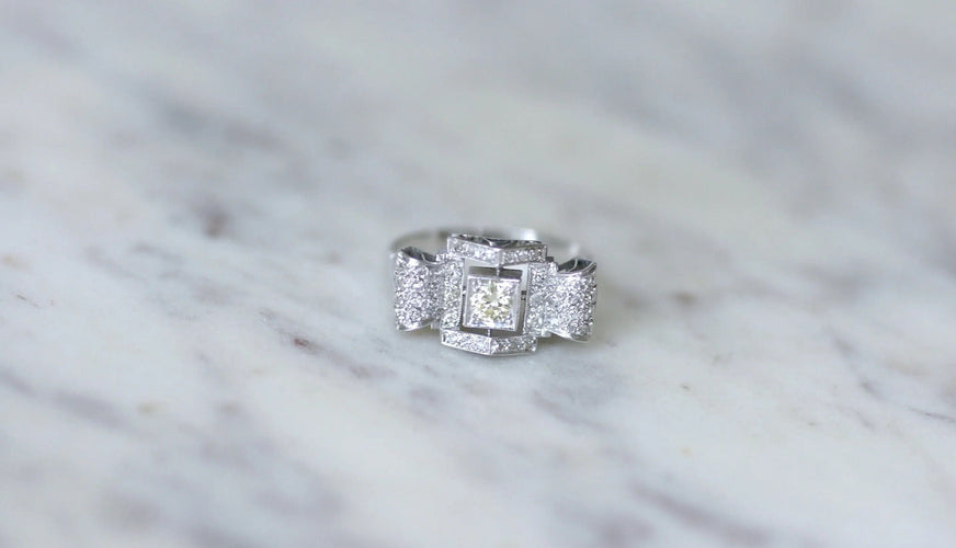 Bague 57 Bague Art Deco Géométrique Diamant 58 Facettes