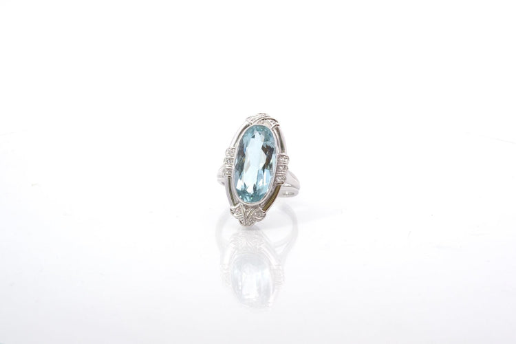 Bague 53 Bague vintage aigue-marine et diamants en or 18k 58 Facettes 25980