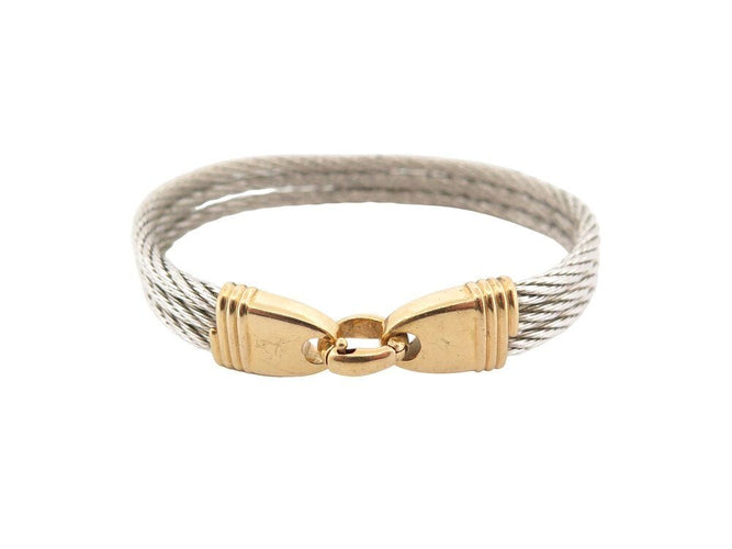 Bracelet vintage bracelet FRED force 10 cable 24 cm acier et or jaune 58 Facettes 261952