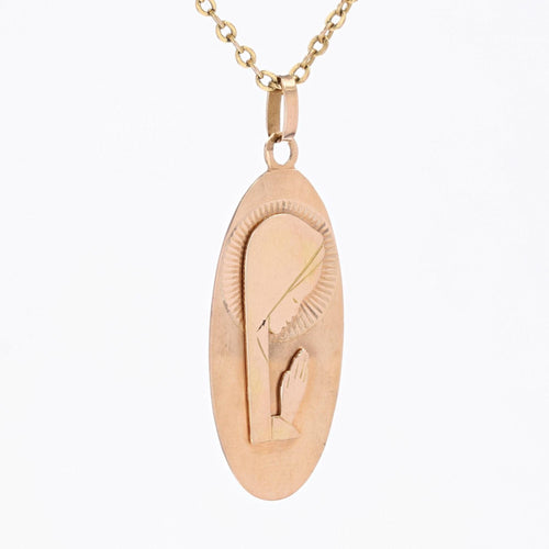 Pendentif Médaille or rose Vierge Marie stylisée 58 Facettes CVP130