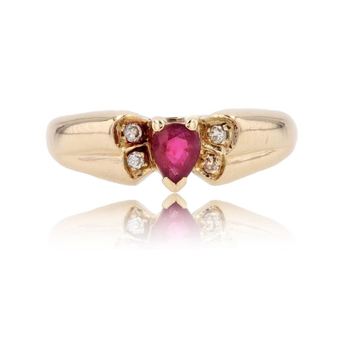 Bague 49 Bague moderne or jaune rubis diamants 58 Facettes 17-024C