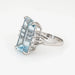 Bague 11ct Elongated Aquamarine Diamond Ring Vintage 14k White Gold Sz 6.25 Jewelry 58 Facettes G13564