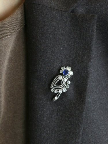 Broche MAUBOUSSIN Broche or blanc saphir diamants taille ancienne 58 Facettes 342