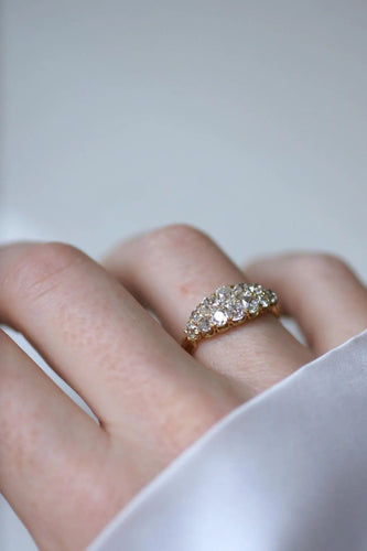 Bague 57 Bague Bandeau Double Ligne Diamants Taille Ancienne 58 Facettes