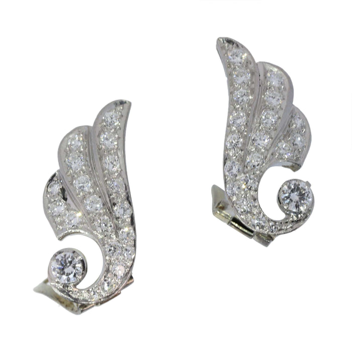 Boucles d'oreilles Boucles d'oreilles à clips en diamant en forme d'aile vintage des années 1950 58 Facettes 24299-0258