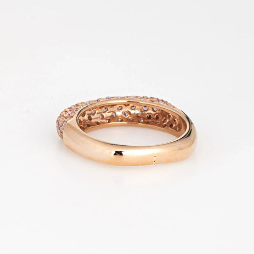 Bague 50 Bague Carrée Saphir Rose Pavé Or Rose 58 Facettes G13034