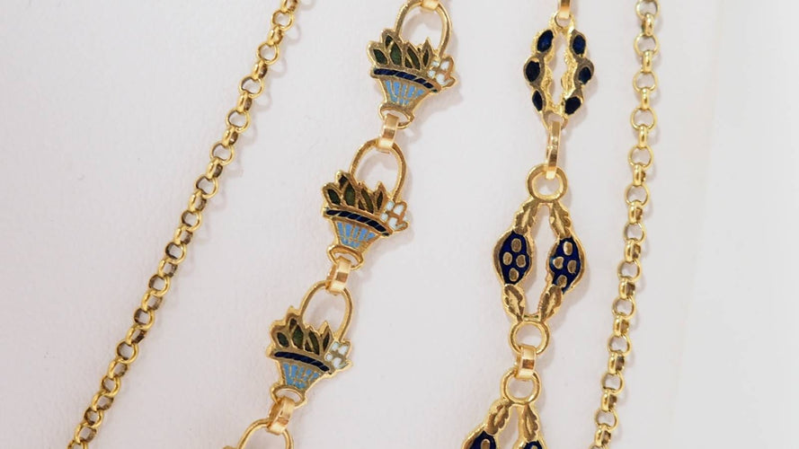 Collier Collier esclave du XIXème siècle en or émaillé et perles fines 58 Facettes 32174