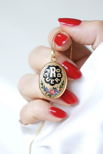 Pendentif Médaillon Ouvrant Recuerdo Fleurs Emaillées Or Jaune 58 Facettes