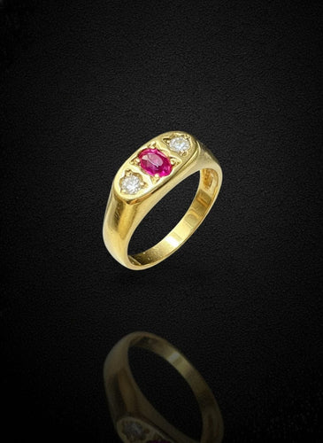 Bague Bague pont avec rubis et diamants, 58 Facettes