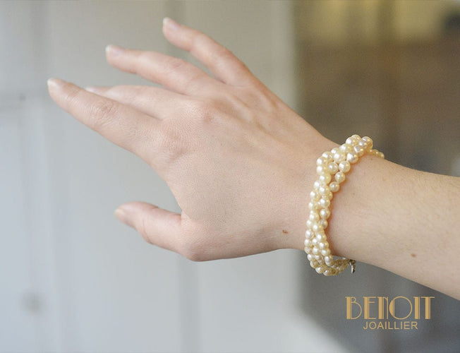 Bracelet Bracelet Perles de Culture 3 rangs 58 Facettes C1910