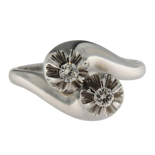 Bague 51.5 Bague contrarié en or blanc sertie de diamants taille brillant 58 Facettes G3840