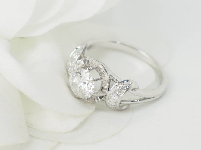 Pierścionek Pierścionek z jednym kamieniem z białego złota Platyna i diamentem 1,20ct 